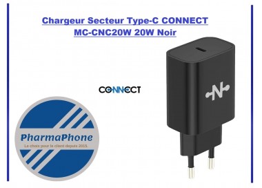 Chargeur Secteur Type-C CONNECT MC-CNC20W 20W NOIR - EMPLACEMENT: Z02- B100 - E02