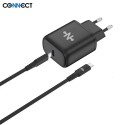 Chargeur Secteur AVEC CÂBLE  Type-C 25 WATT  CONNECT MC-CBC25W3  NOIR - EMPLACEMENT: Z02- B100 - E03