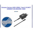 Chargeur Secteur AVEC CÂBLE  Type-C 25 WATT  CONNECT MC-CBC25W3  NOIR - EMPLACEMENT: Z02-B105-E06